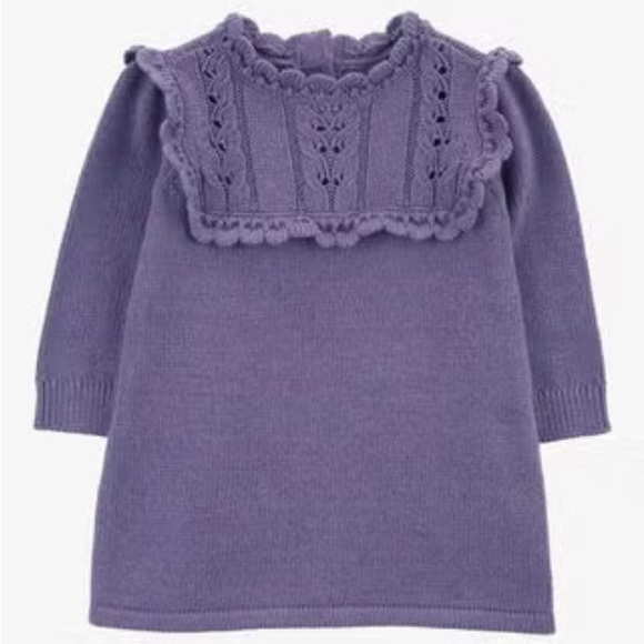 OshKosh Carters Purple French Terry Eyelet Knit Dress - 9 Months - Baby Formal - Picture 1 of 11